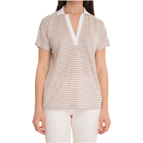 Striped Short-sleeved Polo Shirt , female, Sizes: L - Boss - Modalova
