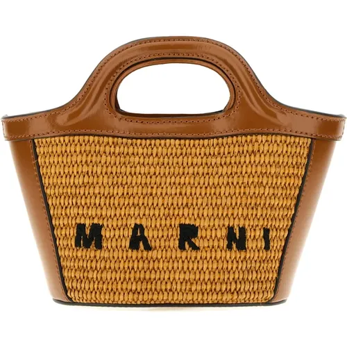 Handtaschen,Leder und Stroh Handtasche - Marni - Modalova