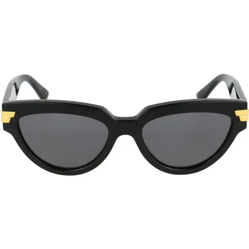 Cat Eye Sunglasses with Gold Details , female, Sizes: 55 MM - Bottega Veneta - Modalova
