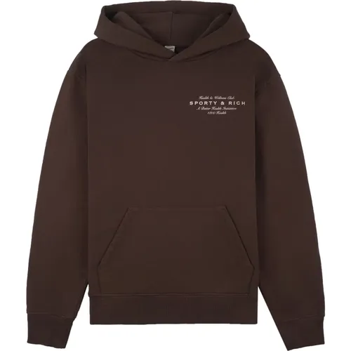 Braune Baumwollkapuzenpullover mit Logo , Damen, Größe: S - Sporty & Rich - Modalova