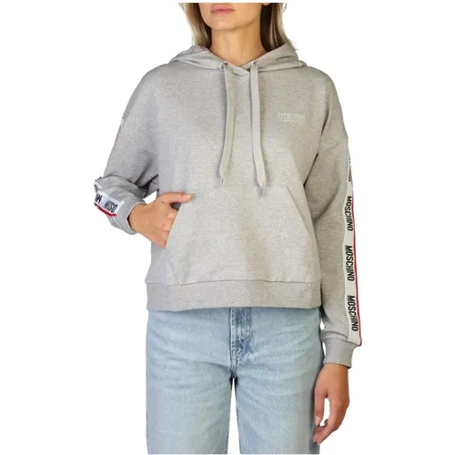 Solider Baumwoll-Sweatshirt mit fester Kapuze , Damen, Größe: S - Moschino - Modalova