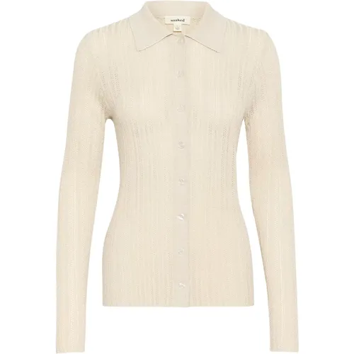 Femininer Silber Cardigan Strick - Soaked in Luxury - Modalova