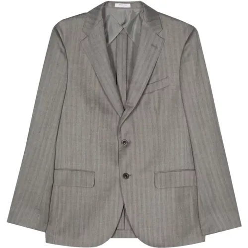 Grey Pinstripe Blazer Jacket , male, Sizes: M, XL, 2XL, L - Boglioli - Modalova
