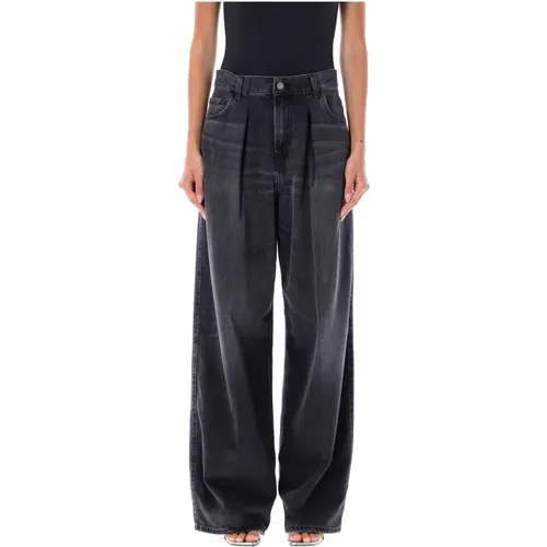 Schwarze Tencel Wide-Leg Denim Hose , Damen, Größe: W26 - Haikure - Modalova