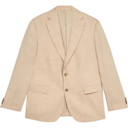 Beiger Blazer aus reiner Wolle und Leinen , Herren, Größe: L - Brooks Brothers - Modalova