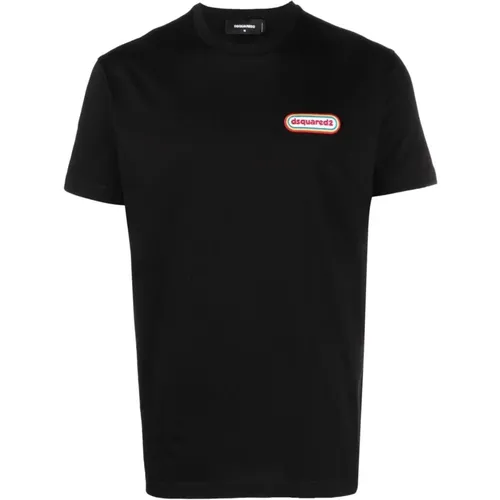 Logo-Patch Crew-Neck T-Shirt , male, Sizes: L, 2XL, S, M - Dsquared2 - Modalova