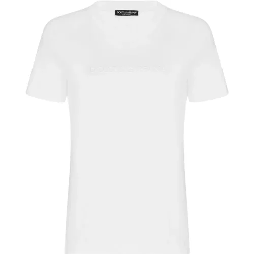 Casual Baumwoll T-Shirt , Damen, Größe: S - Dolce & Gabbana - Modalova