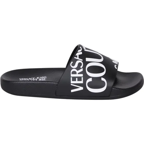 Schwarze Shelly Slides mit Logo Print , Damen, Größe: 35 EU - Versace Jeans Couture - Modalova