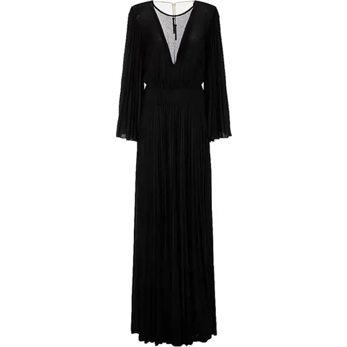 Lurex Plissé-Kleid mit langen Ärmeln - Elisabetta Franchi - Modalova