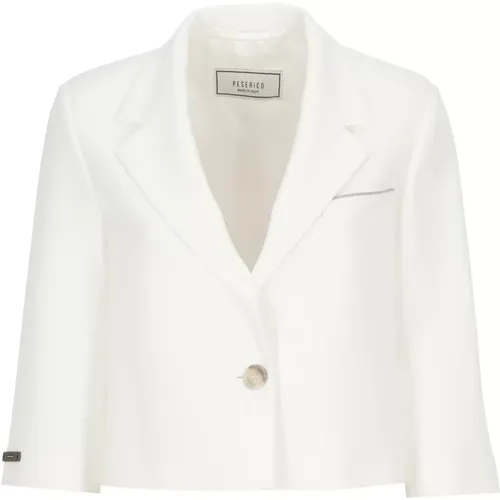 Weiße Einreihige Blazer mit Spitzem Revers - PESERICO - Modalova