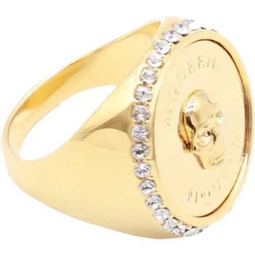 Goldener Logo Ring mit Silberverzierung , Damen, Größe: 50 MM - alexander mcqueen - Modalova