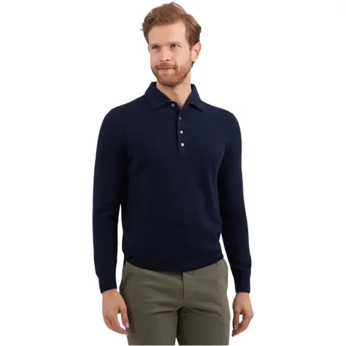 Marineblauer Woll-Kaschmir-Blend Polo Pullover , Herren, Größe: L - Brooks Brothers - Modalova