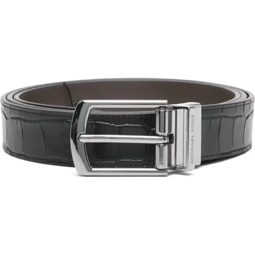 Crocodile Effect Reversible Belt , male, Sizes: ONE SIZE - Michael Kors - Modalova