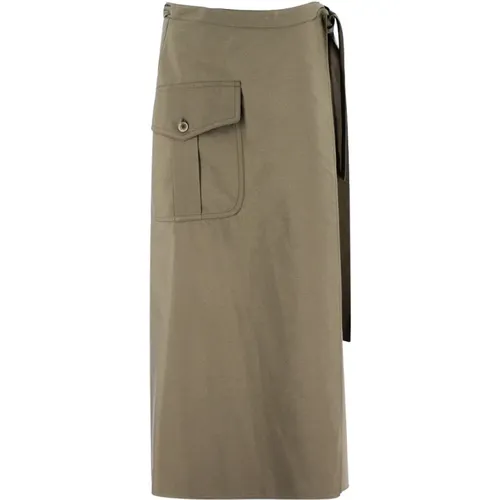 Cotton Wrap Skirt with Flap Pocket , female, Sizes: L, M - Aspesi - Modalova