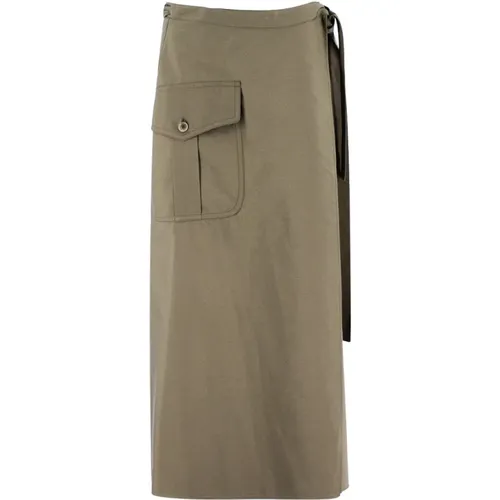 Cotton Wrap Skirt with Flap Pocket , female, Sizes: M - Aspesi - Modalova