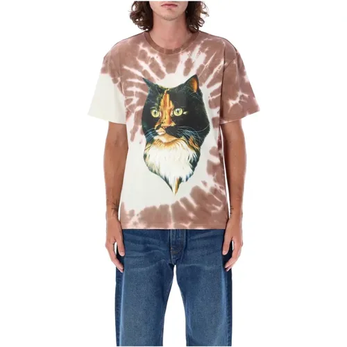 Cat Eye Print T-Shirt Tobacco Print , male, Sizes: L, M - JW Anderson - Modalova