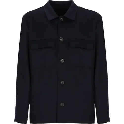 Wool Jacket with Collar and Flap Pockets , male, Sizes: L, M, S - Lardini - Modalova