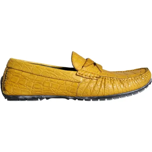 Gelbe Leder Loafer Schuhe - Dolce & Gabbana - Modalova