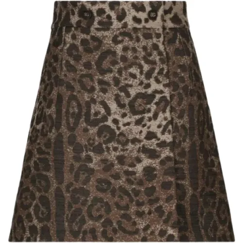 Leopardenmuster Minirock mit hoher Taille,Leo Minirock - Dolce & Gabbana - Modalova