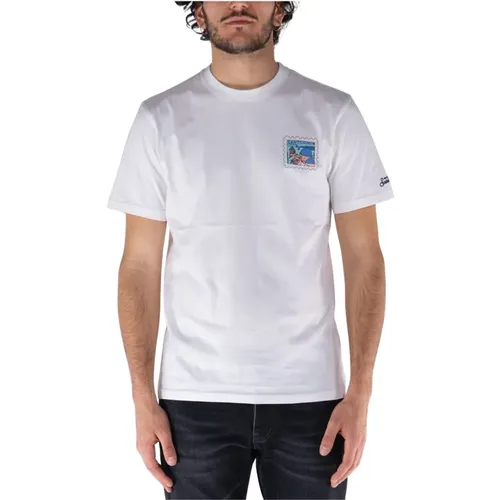 Santorini Postkarte T-Shirt , Herren, Größe: XL - MC2 Saint Barth - Modalova