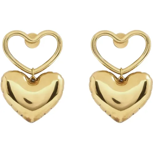 Gold Heart Charm Earrings , female, Sizes: ONE SIZE - Nina Ricci - Modalova