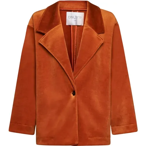 Oversized Rust Cotton Coat , female, Sizes: M - Forte Forte - Modalova
