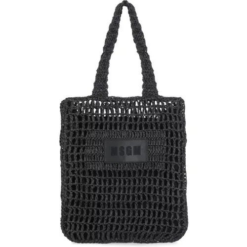 Raffia-Einkaufstasche mit Ausschnittdetails - Msgm - Modalova