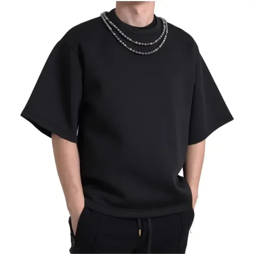 Schwarzes Halskette Verziertes T-Shirt - Dolce & Gabbana - Modalova