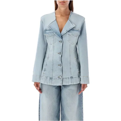 Hellblauer Tint Wash Denim Blazer , Damen, Größe: XS - Ganni - Modalova