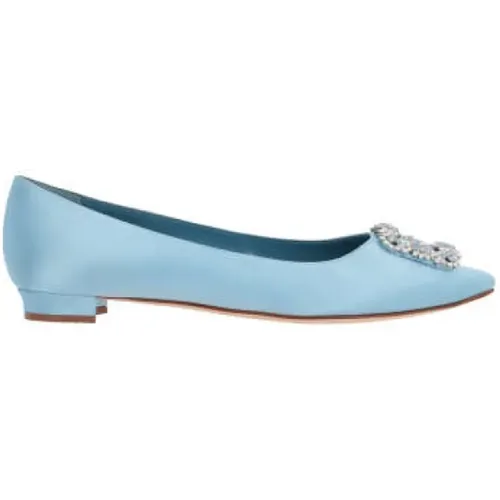 Silk Satin Jewel Buckle Ballerina Shoes , female, Sizes: 4 1/2 UK, 3 UK - Manolo Blahnik - Modalova