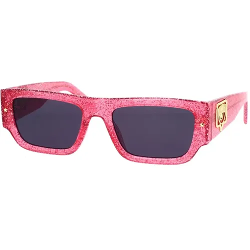 Glamouröse Rechteckige Sonnenbrille mit Eyelike Logo und Sternen , Damen, Größe: 53 MM - Chiara Ferragni Collection - Modalova