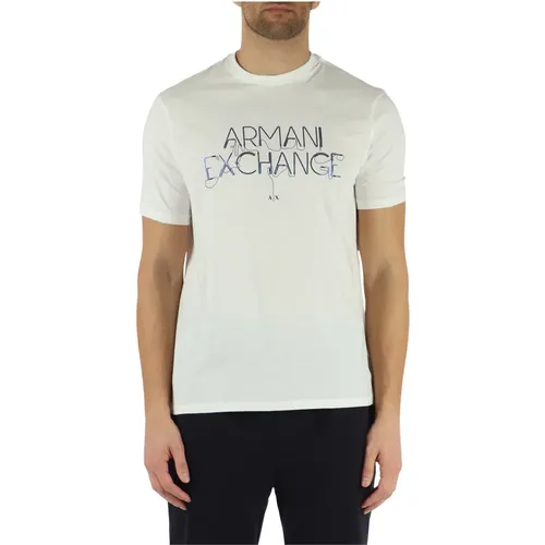 Regular Fit Baumwoll T-Shirt mit Erhöhtem Logo , Herren, Größe: L - Armani Exchange - Modalova