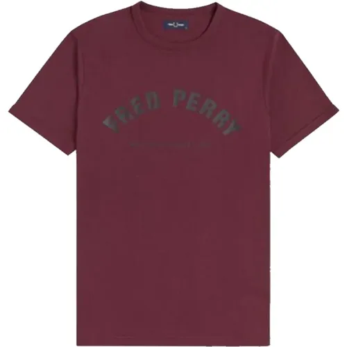 Arch Branded T-Shirt in Burgundy , Herren, Größe: L - Fred Perry - Modalova