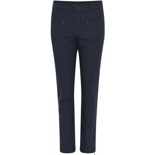 Blaue Muster 7/8 Reißverschluss Jacquard Hose , Damen, Größe: 2XL - C.Ro - Modalova