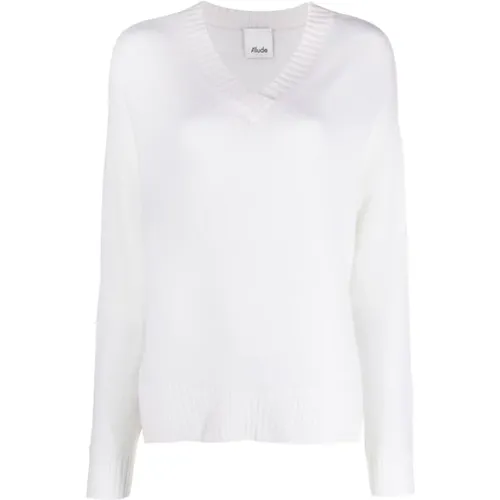 Flat Knit V-Sweater , female, Sizes: S, M - allude - Modalova