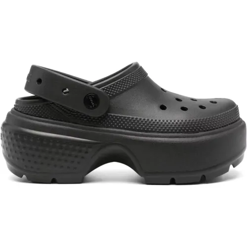 Schwarze Slip-On Sandalen mit Verstellbarem Riemen , Damen, Größe: 35 EU - Crocs - Modalova