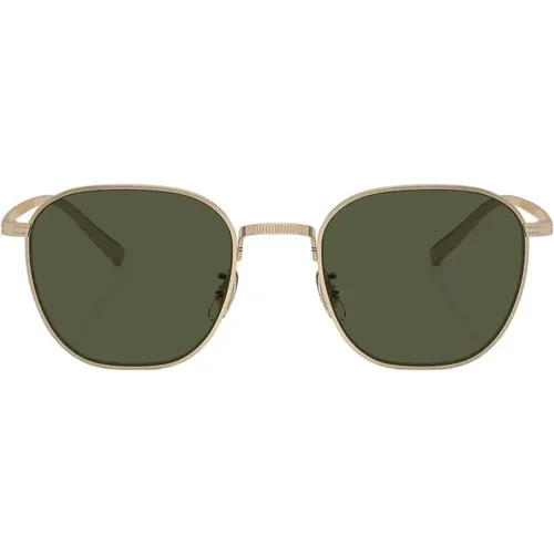 Unisex Square Gold Sunglasses with Green G-15 Lenses , unisex, Sizes: ONE SIZE - Oliver Peoples - Modalova