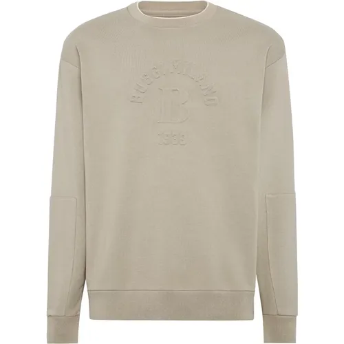 B Crew Neck Sweatshirt Aus Baumwollmischung - Boggi Milano - Modalova