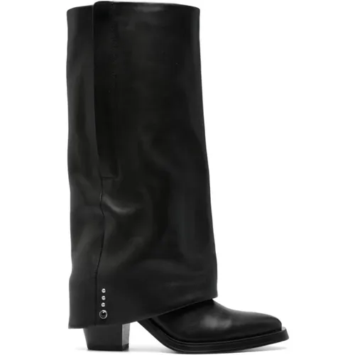 Leather Knee-Length Boots with Stud Embellishment , female, Sizes: 5 UK, 3 UK, 6 UK, 4 UK, 7 UK - Ash - Modalova