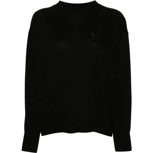 Schwarzer Gestrickter Crew Neck Pullover , Damen, Größe: 3XS - Ermanno Scervino - Modalova