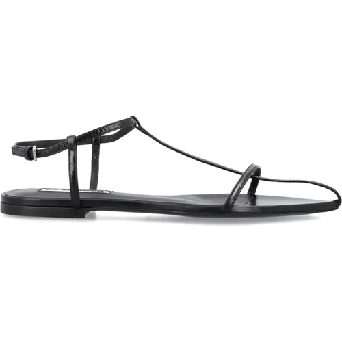 Schwarze Geschlossene Flache Käfigsandalen - Jil Sander - Modalova