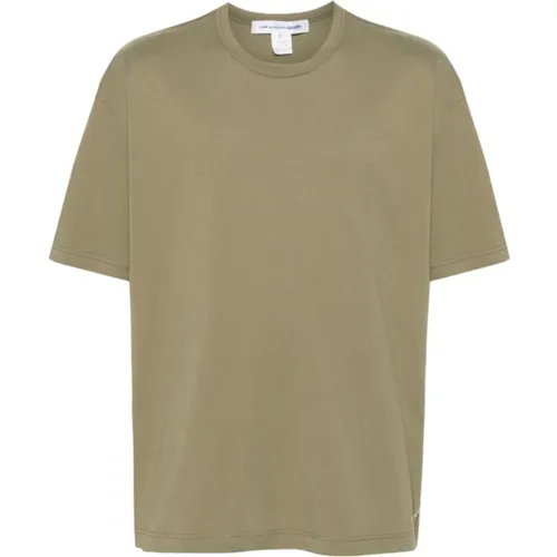 Logo-print cotton T-shirt in Kaki , male, Sizes: S, M, XS - Comme des Garçons - Modalova