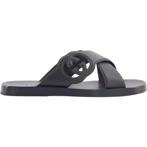 Leather Slide Sandals , male, Sizes: 5 UK, 6 UK, 8 UK - Gucci - Modalova