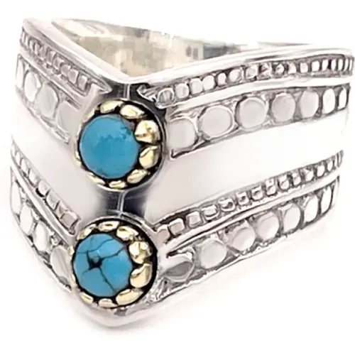 Turquoise Tibetan Silver Ring , unisex, Sizes: 56 MM - Jalan Jalan - Modalova