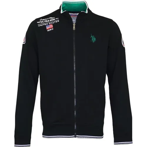 Sweatjacke Zipper Zipperjacke mit Logo und Batch , Herren, Größe: M - U.s. Polo Assn. - Modalova