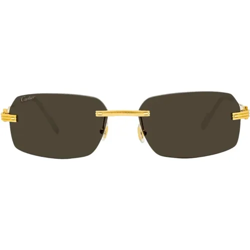 Ct0271S Sonnenbrille - Goldener Metallrahmen, Quadratische Form, Graue Gläser,Stylische Sonnenbrille Ct0271S - Cartier - Modalova