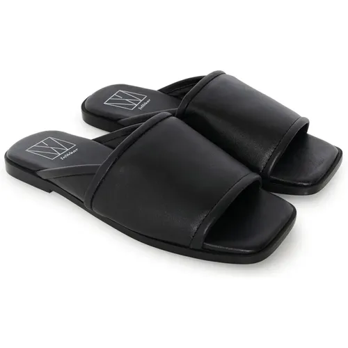 Schwarze Leder Slide Sandalen , Damen, Größe: 37 EU - InWear - Modalova