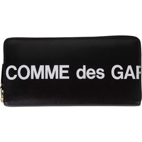 Schwarze Lederbrieftasche mit Reißverschluss - Comme des Garçons - Modalova