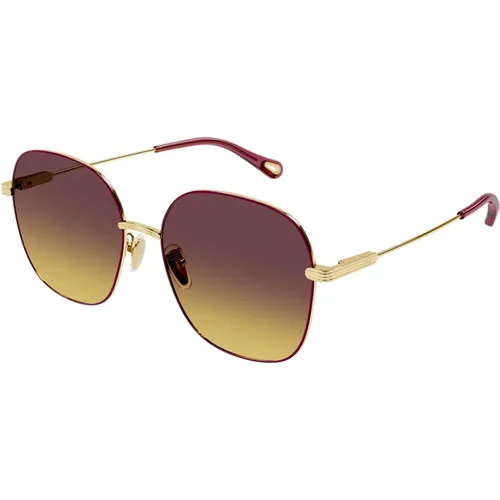 Gold/Brown Shaded Sunglasses , female, Sizes: 59 MM - Chloé - Modalova