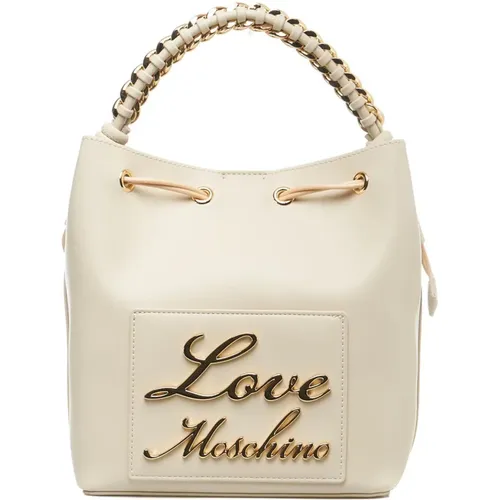 Weiße Eimer-Tasche Rucksack , Damen, Größe: ONE Size - Love Moschino - Modalova
